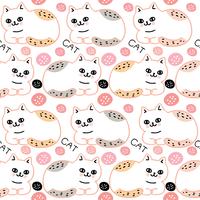 Cartoon cute sweet cat seamless pattern vector. vector