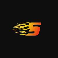 Letra S plantilla de diseño de logotipo de llama ardiente vector