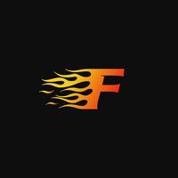 Letra F plantilla de diseño de logotipo de llama ardiente vector
