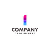 Diseño de logotipo de carta colorido abstracto I para empresa de negocios con moderno color neón