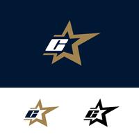 Letter C logo template with Star design element. Vector illustra