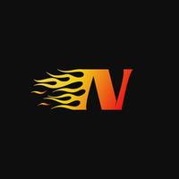 letter N Burning flame logo design template vector