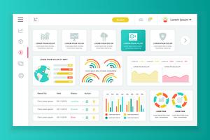 Dashboard admin panel vector design template with infographic elements, chart, diagram, info graphics. Website dashboard for ui and ux design web page. Vector illustration.