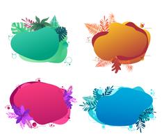  Banner template design, with liquid abstract geometric bubble with tropical flowers. vector