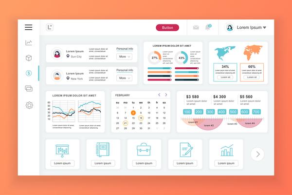 Dashboard admin panel vector design template 