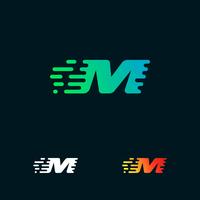 letter M modern speed shapes logo design vector