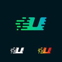 letter U modern speed shapes logo design vector