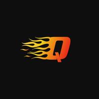 letter Q Burning flame logo design template vector