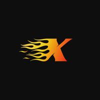letter X Burning flame logo design template vector