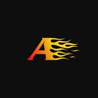 letter A Burning flame logo design template vector