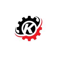 Plantilla de diseño de logotipo letra K engranaje