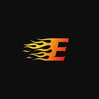 letter E Burning flame logo design template vector
