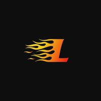letter L Burning flame logo design template vector