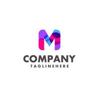 abstract colorful letter M logo design for business company with modern neon color vector