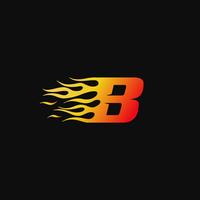 letter B Burning flame logo design template vector