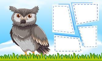 Owl on note template vector