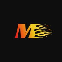 letter M Burning flame logo design template vector