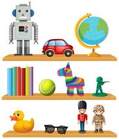 Children toys on shelf vector