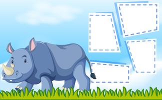 A rhinoceros on note template vector