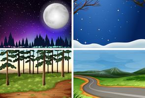 Set of nature landscape vector