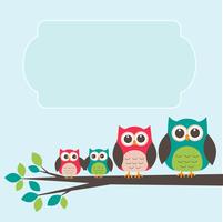 Cute owl family with place for text vector