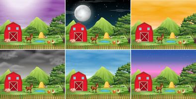 Set of farm landscape vector