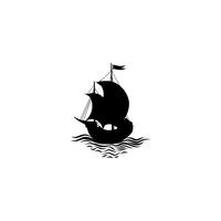 Sailing ship silhouette. Retro transport icon. Travel cruise design vector