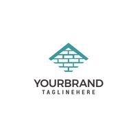 Vector logo template for real estate or building company. Illustration of roof of the house made of bricks