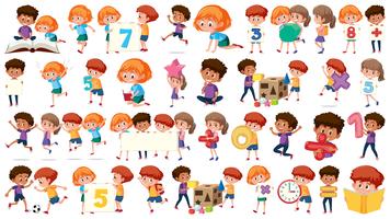 Set of math kids vector