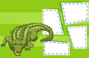 Crocodile on note template vector