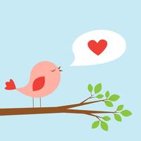 Cute bird and speech bubble with heart