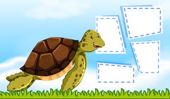 A turtle on note template vector