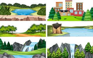 Set of nature landscape vector