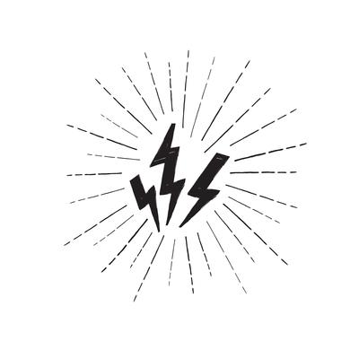 Lightning bolt set. Grunge strike icon. Power sign. Thunderbolt 