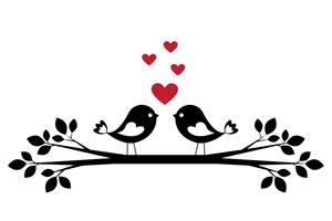 Silhouette cute birds in love vector