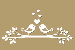 Cute birds with hearts cutting from paper vector