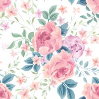 Floral seamless pattern. Flower rose white background. Flourish wallpaper with flowers. vector