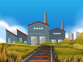 A factory in nature scene vector