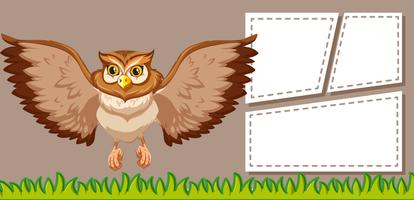 Owl on note template vector