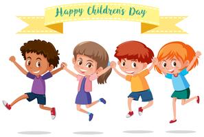 Group of children with banner vector