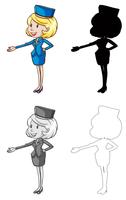 Set of air hostess character vector