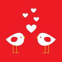 Two cute birds with hearts  - card for Valentine day vector