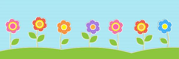 Vector horizontal background with cute flowers