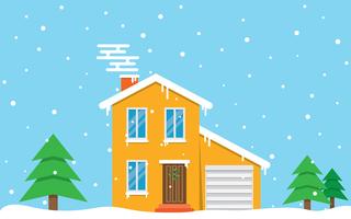 Winter house. day. Family suburban home vector