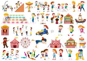 Set of kids playing vector