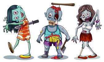 Conjunto de personaje zombie.