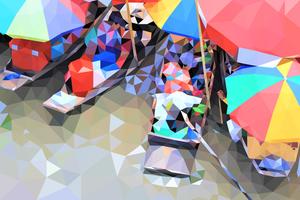 Polygon floating market in Thailand. vector