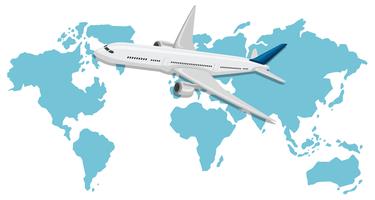 A Airplane Flying over World Map vector