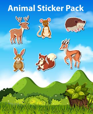 Set of animal sticker pack