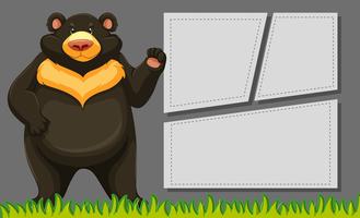 Bear on note template vector